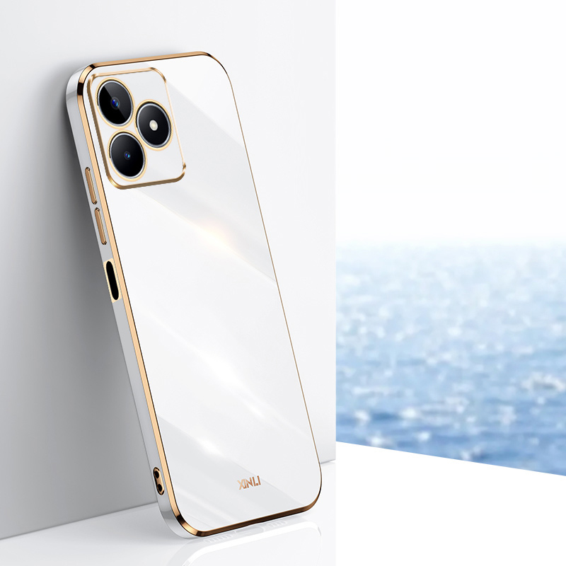 Für realme  c53 hülle realme  c51 luxus quadratische beschichtung realme  n53 note 50 handyhülle stoßfeste silikon-rückseite fundas: Aluminium / Weiß