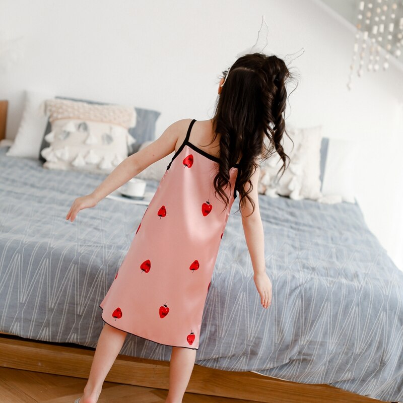Flicka nattlinne baby pyjamas prinsessa nattlinne barn hem klänning silkeslen sommarklänningar flicka nattkläder pyjamas barn