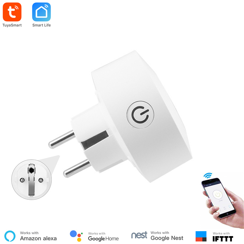 Tuya Smart Eu Power Monitoring Wifi Socket Draadloze Plug Smart Home Switch Compatibel Met Google Thuis, Alexa Voice Control: 1 piece