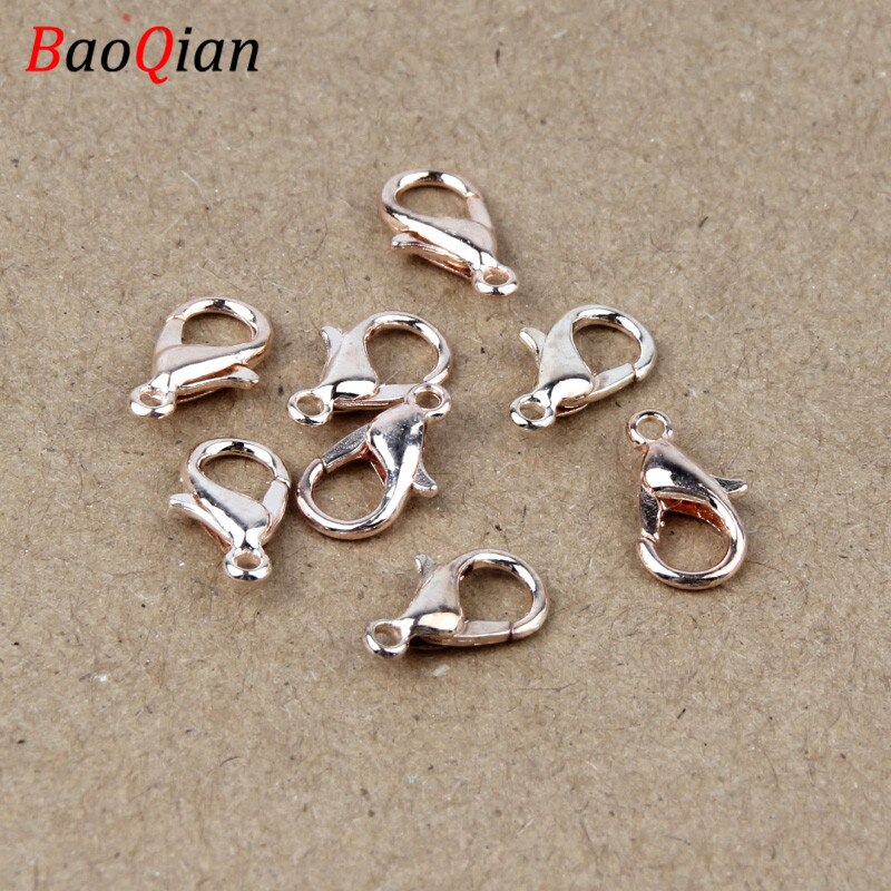 50PCS Alloy Lobster Clasp Hook For Jewelry Making DIY Necklace Bracelet Connector Closure Accessories: Rose Gold