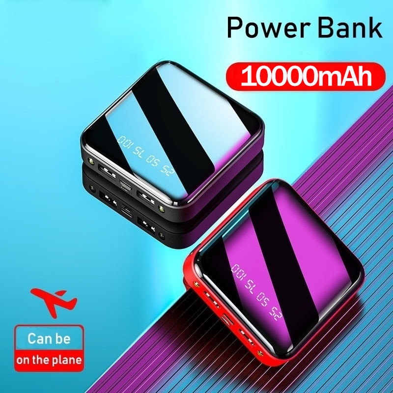 30000mAh Power Bank Mini Large Capacity Powerbank External Battery Charger Digital PowerBank Dual USB Charge LED Light Poverbank