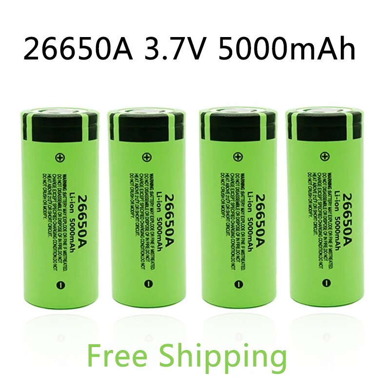 2022 26650A 3.7V 5000mAh battery high capacity rechargeable battery 26650 20A power battery lithium ion for toy flashlight