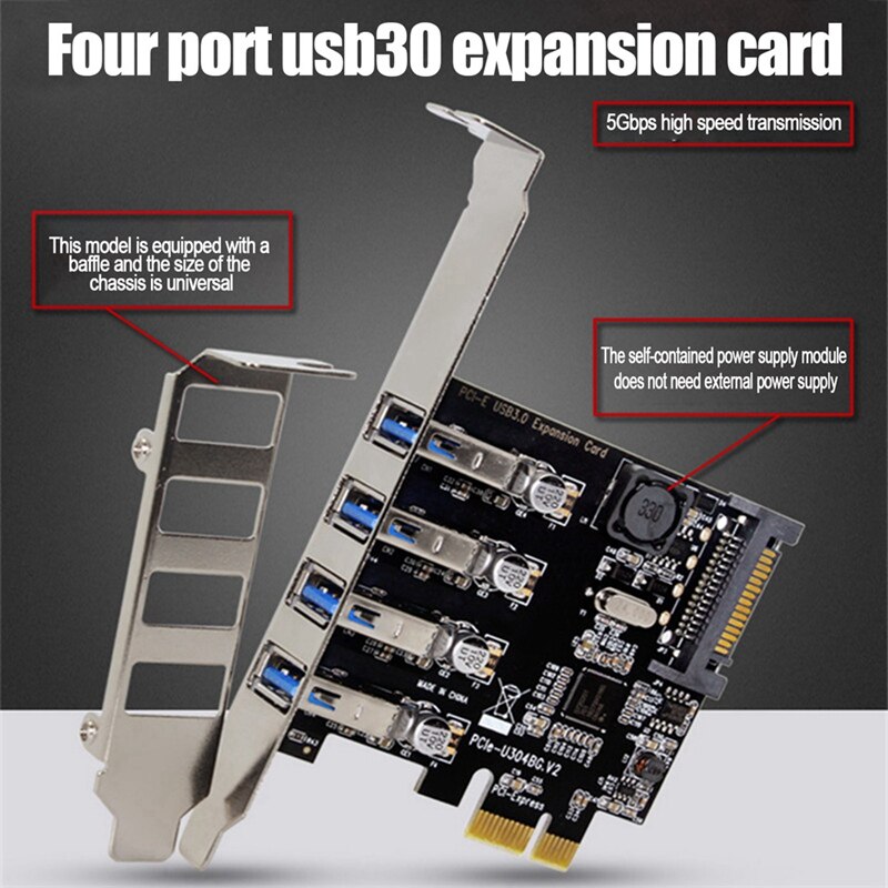 Computer USB3.0 Expansion Card Four-Port PCI-E to USB3.0 Rear 4-Port Expansion Card NEC Chip