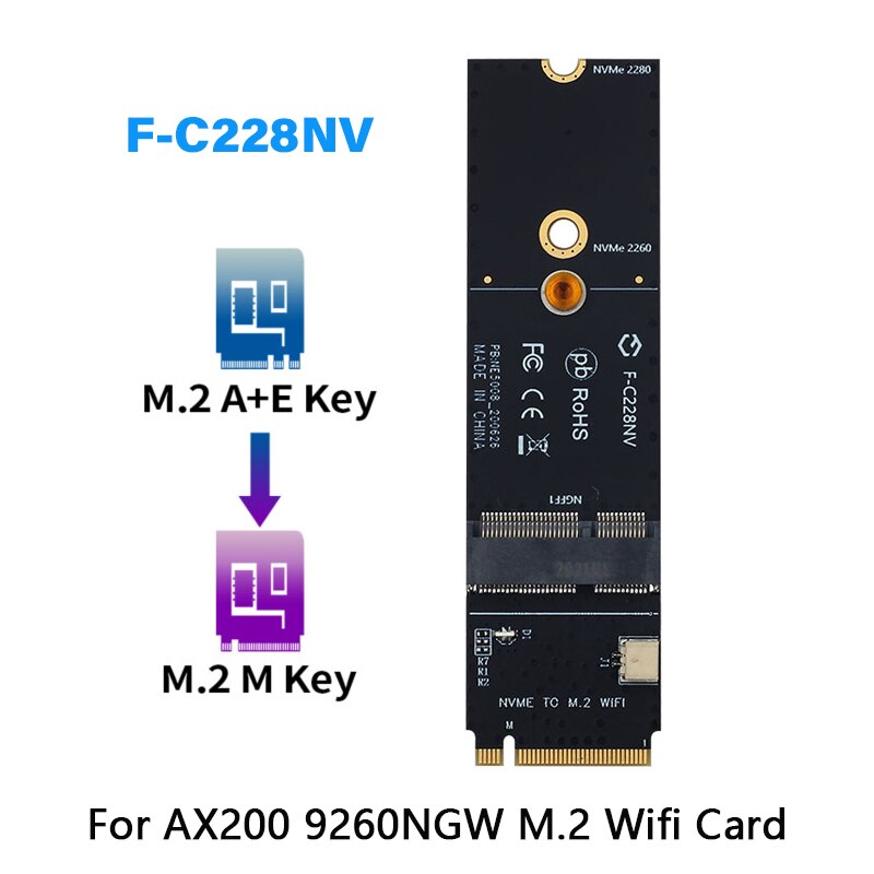 3000Mbps Wifi 6 Wireless Card Bluetooth 5.1 M.2 Key M Adapter Riser Card 802.11ax For Intel AX200 AX200NGW Wireless Network Card