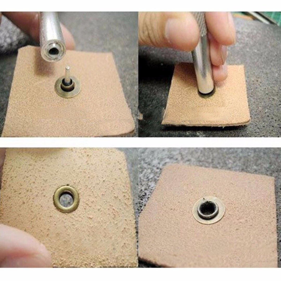 1Set 4Mm Grommet Installatie Setting Tool Kit Set + Leather Perforator + 80 Oogjes