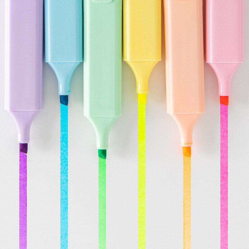 6 stk macaron farge highlighter tusj fluorescerende liner penner for tegning utheving kontor papir faks kopi skole  f020