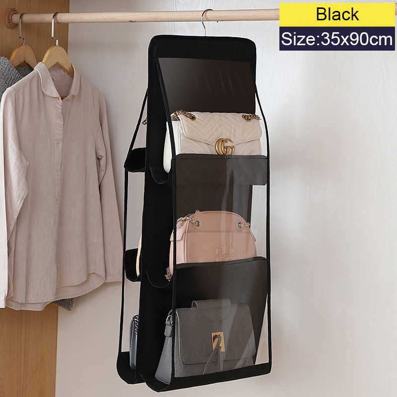 Handtaschenaufbewahrung, hängende Aufbewahrungstasche für Kleiderschrank, Schrank, Tür, Wand, transparent, staubdicht, mehrschichtig, faltbare Tasche, Organizer mit Aufhänger: green