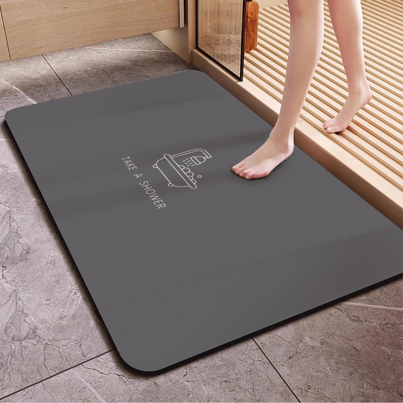 Alfombra de suelo de baño wabi, alfombra de suelo de inodoro de viento, estera absorbente fuerte de barro de diatomeas, alfombra antideslizante para puerta de baño: 45x70cm / Negro