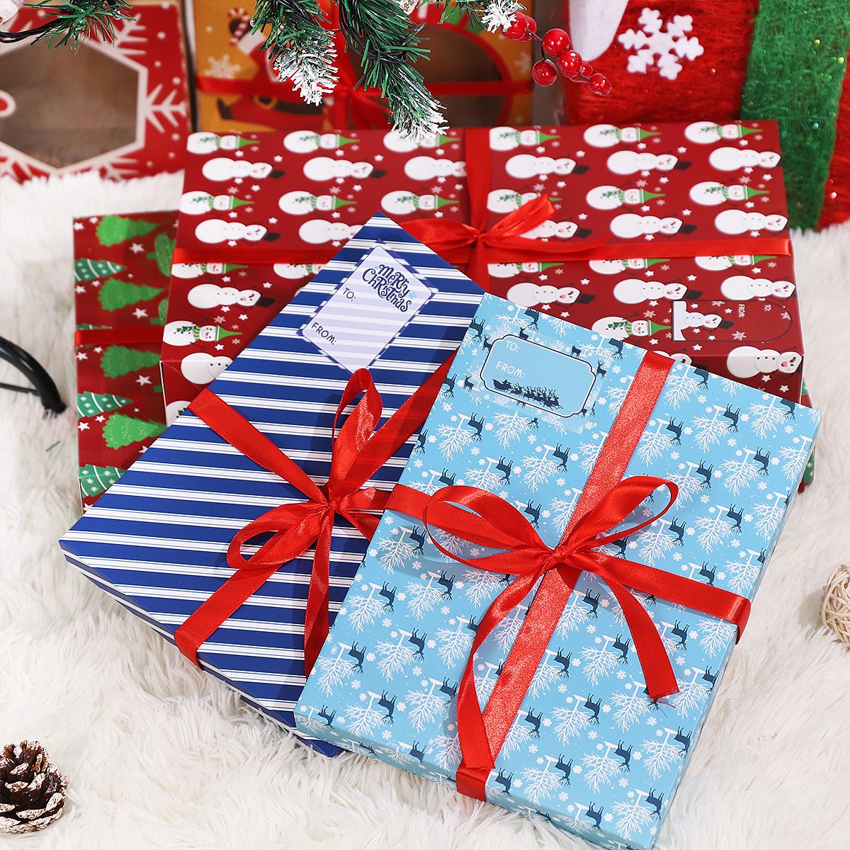 Cabilock 12pcs Christmas Shirt Boxes Rectangle Clothes Shirt Scarf Paper Boxes Birthday Packing Box