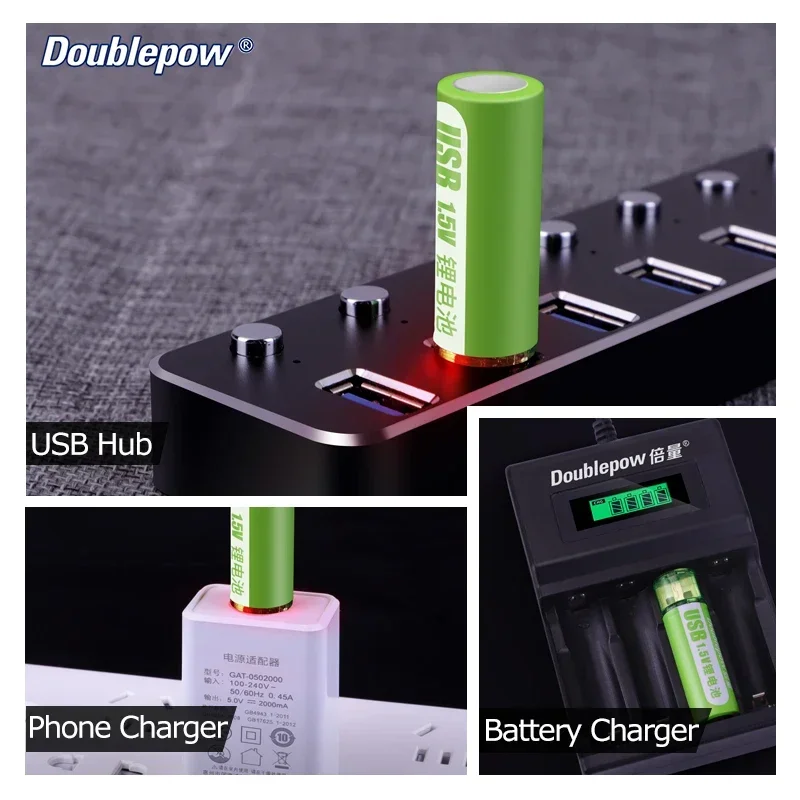 Batteria AA da 1,5 V Batteria ricaricabile agli ioni di litio USB da 1400 mWh/900 mAh per mouse con telecomando piccolo ventilatore Batteria giocattolo elettrica