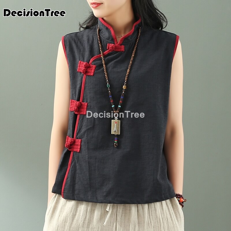 Chalecos de qipao chino para mujer, ropa china tradicional, traje tang, tops elegantes, chaleco sin mangas para mujer