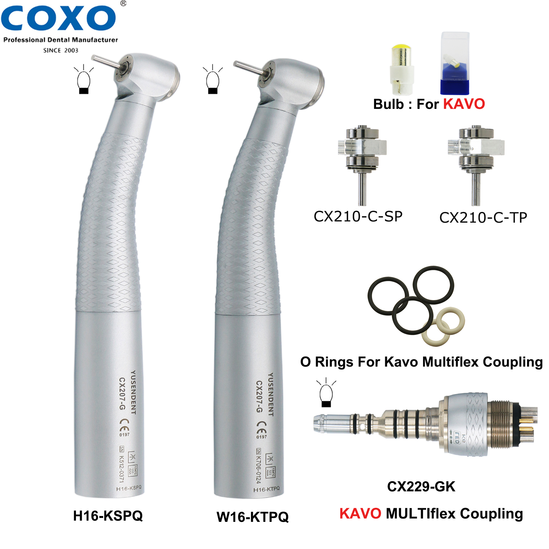 Original COXO Dental LED Fiber Optic High Speed Handpiece Air Turbine Handpiece LED Coupler Fit KaVo MULTIFLEX LUX Dental Tools