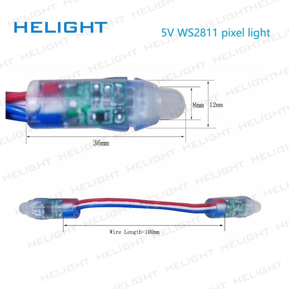 12mm 50leds WS2811 IC Full Color Pixel LED Module Light DC 5V input IP68 waterproof RGB color Digital LED Pixel Light