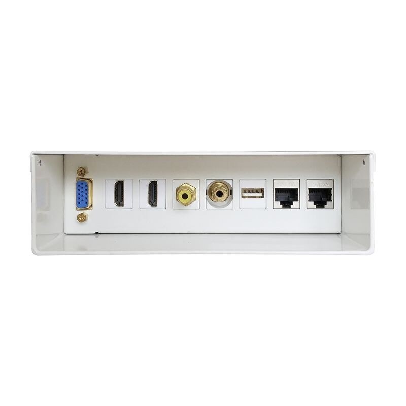 Caja de conexiones multimedia aisens a127-0340 - vga - 2*hdmi - jack3.5 - rca - 1*usb - 2*rj45 - cat 6a - stp - blanco