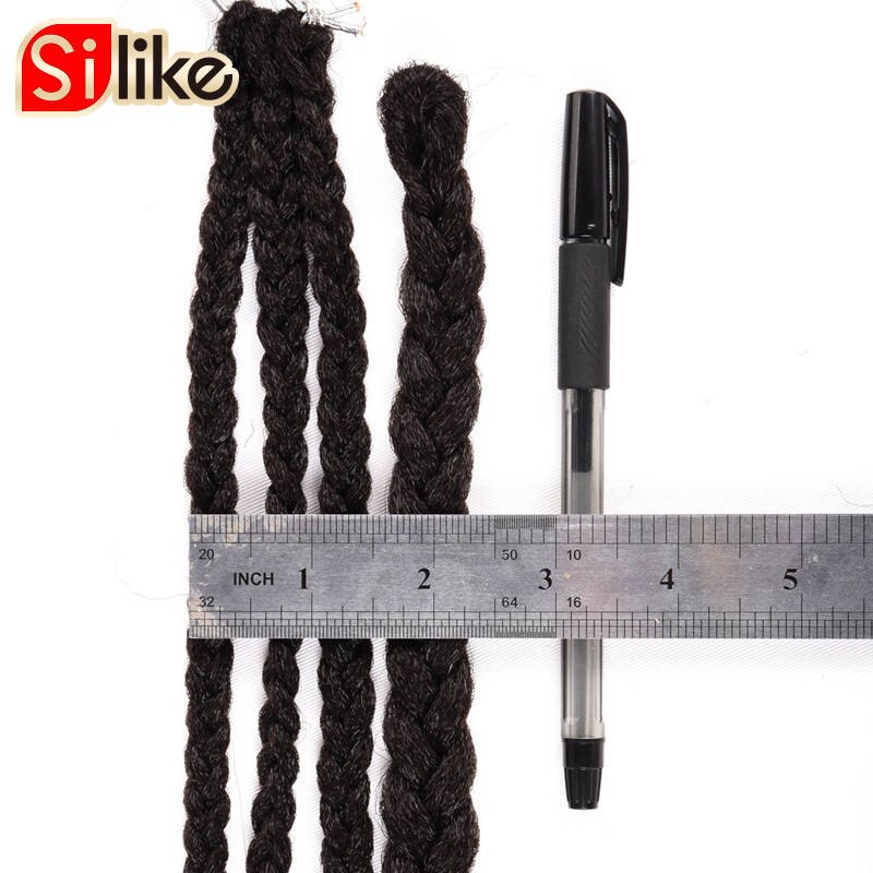 Silike-extensiones de cabello sintético degradado, de 3S caja pequeña, trenzas de ganchillo, 24 raíces, 18 ", Micro croché, peinados trenzados