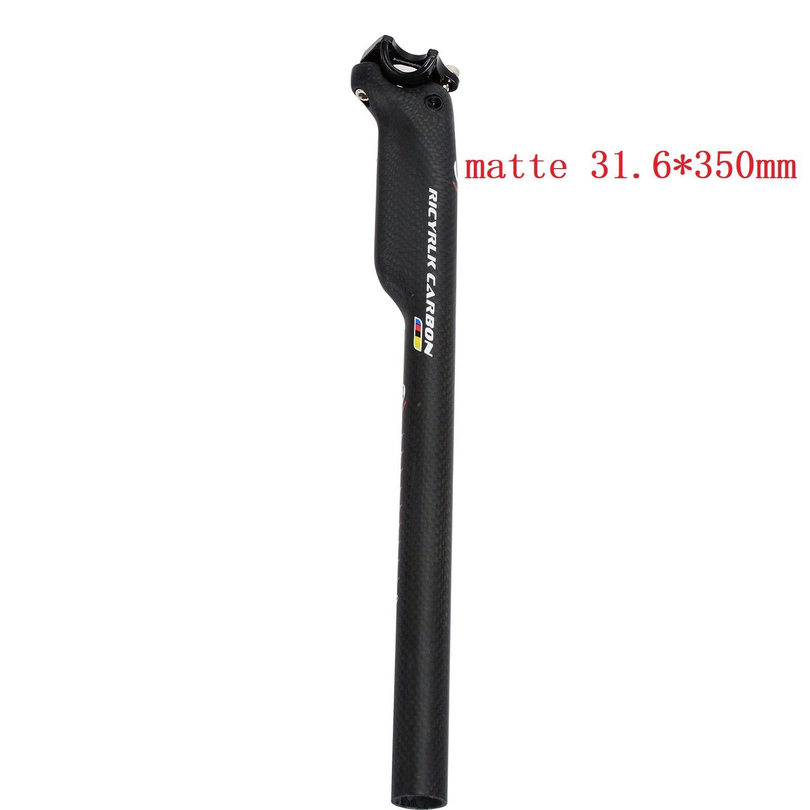 Tija de sillín de fibra de carbono para bicicleta de carretera, poste de asiento de viento de corte, /27,2/30,8x31,6/350mm, 3K, 400: matte31.6x350mm