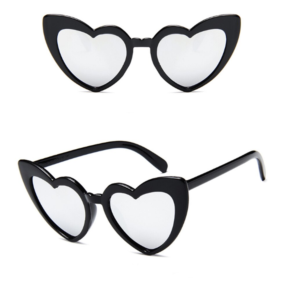Vrouwen Hart Trend Zonnebril Vrouwen Retro Liefde Hart Vormige Glazen Dames Winkelen Sunglass Driver Bril Auto Accessoires: Silver