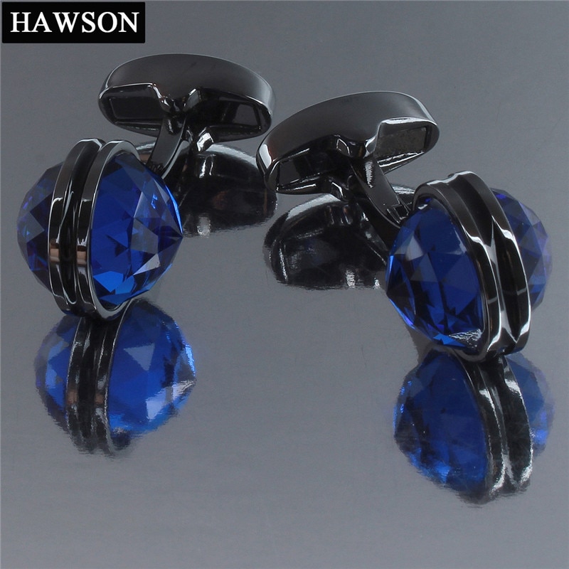 Hawson Manchetknopen Modieuze & Stijlvolle Gun Plated Crystal Ingelegd Voor Heren Franse Manchetten Shirts 5 Kleuren Accessoires/Ornament