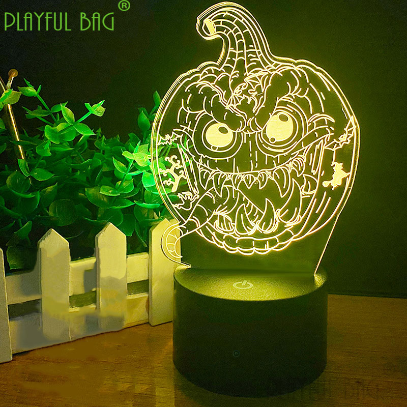 Creatieve Halloween 3D Nachtlampje Grappige Pompoen Led Tafellamp Kleurrijke Touch Afstandsbediening Hand Lamp Vd38