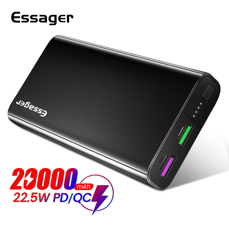 Essager – batterie externe Portable 20000 mAh, chargeur USB Type C, PD QC 3.0, pour Xiaomi mi