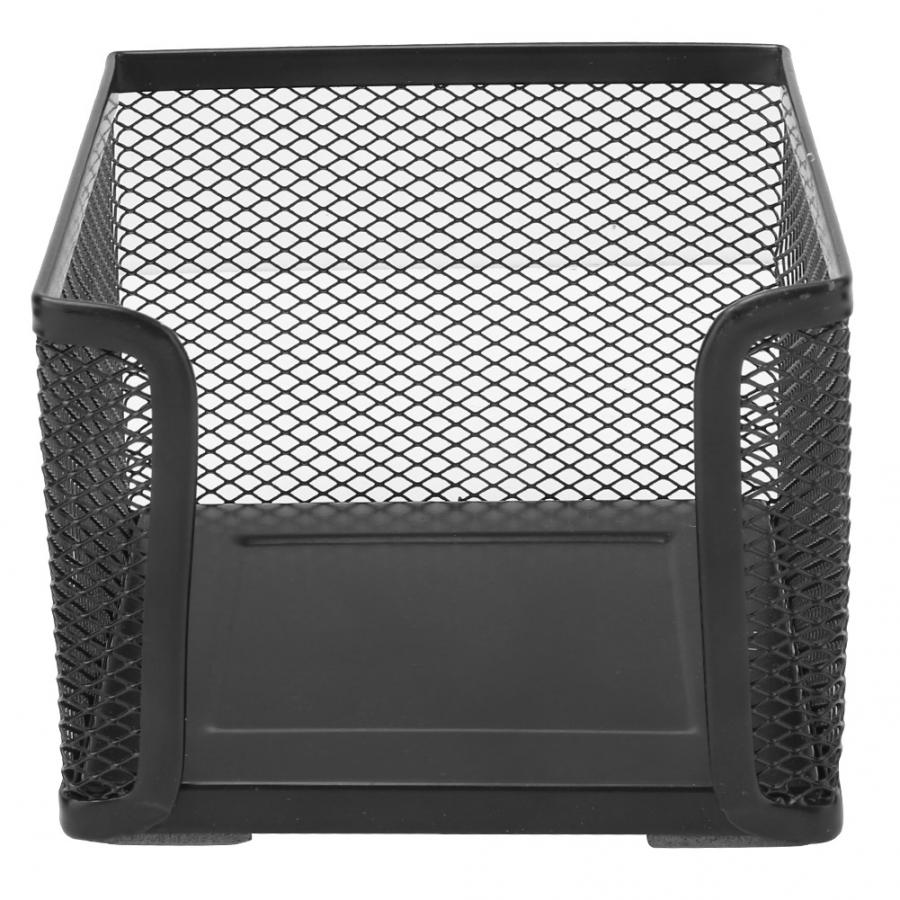 1pc Black Metal Mesh Box Home Office Pen Pencils Business Sticky Note Desk Shelf Card Holder Case Stand Desktop Organizer: Default Title