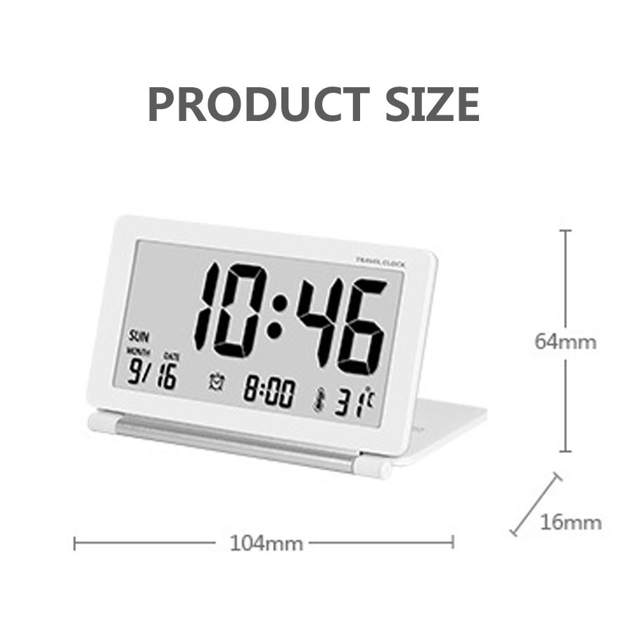 Led digitale wekker reis multifunctionele lcd-scherm digitale tafelklok met thermometer opvouwbare elektronische reisklok