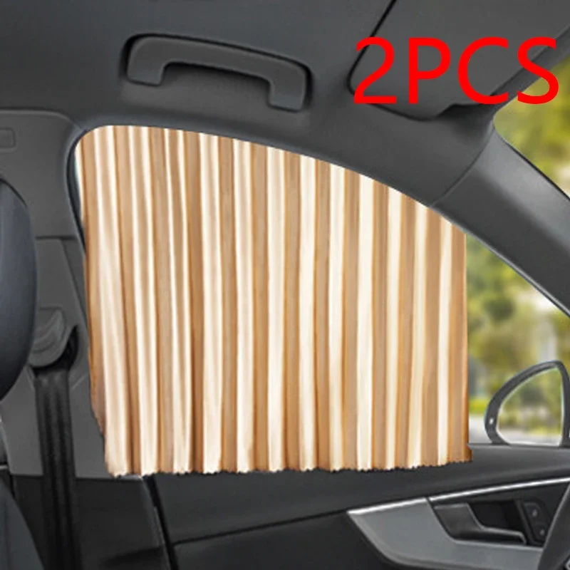 2PCS Magnetic Car Sunshade Window Curtain Auto Window Sun Shade Privacy Sun UV Protection Window Shield Car Interior Accessories: Brown