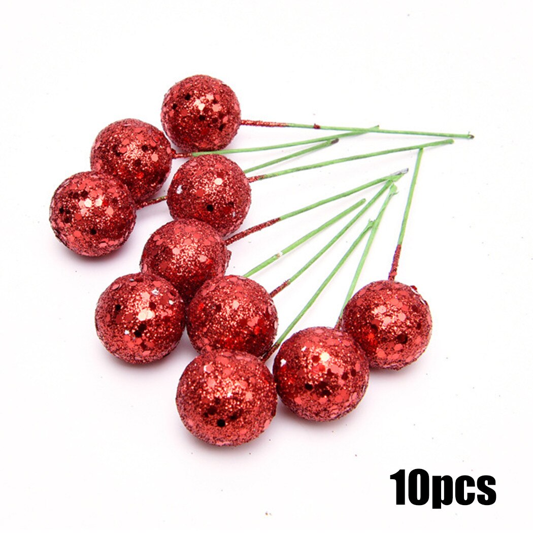 10 Pcs/ String Glitter Christmas Balls Baubles Xmas Tree Hanging Ornament Decors