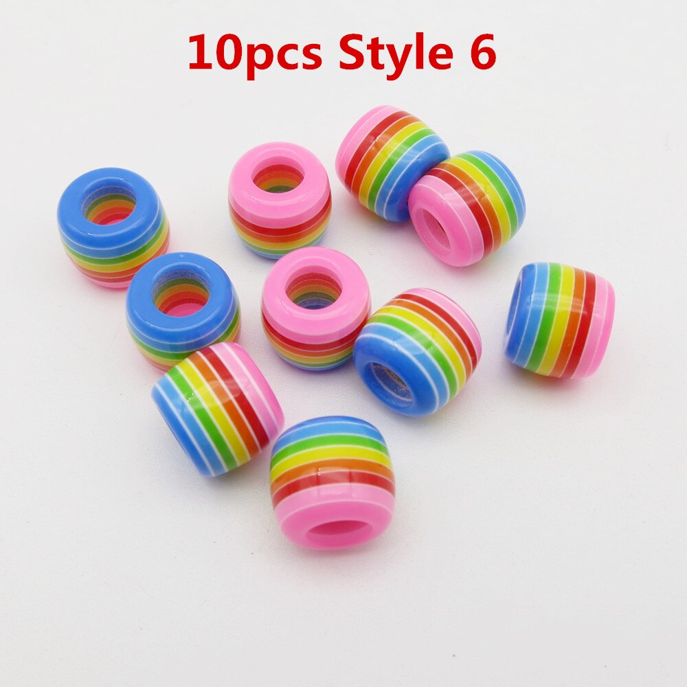 10pcs-30pcs Crochet kids women Braids multi coloured Hair braid Dreadlock Beads rings tube approx 6mm hole for girls Accessories: 10pcs Style 6
