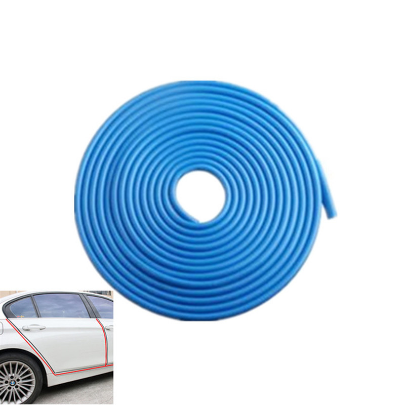 Cinta decorativa de apertura lateral para puerta de coche de 5M, tira de parachoques de goma, pegatina de protección para decoración Exterior de coche: Blue