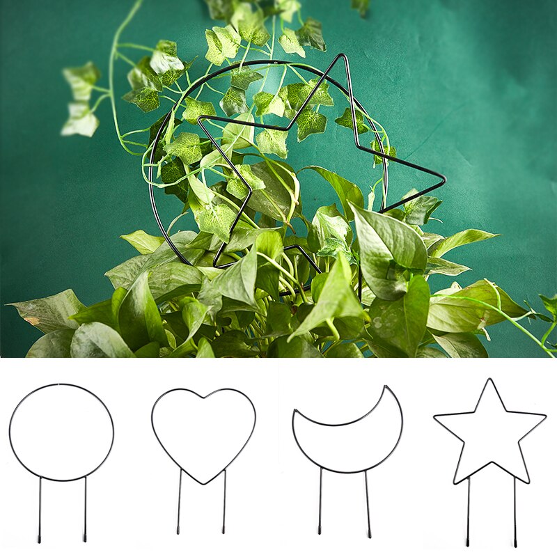Soporte de estaca de hierro para plantas de jardín, estante de escalada de enredadera redonda en forma de corazón, marco de soporte de enrejado de plantas de flores