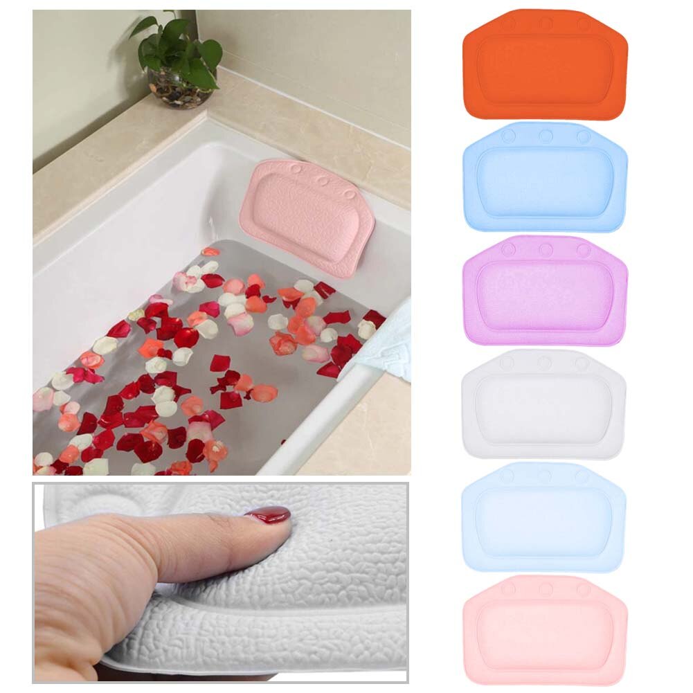 Bathtub Pillow Cushion SPA Bath Pillow Home Bathtub PVC Neck Bathtub Cushion Soft Headrest Suction Cup Pillow Accessories
