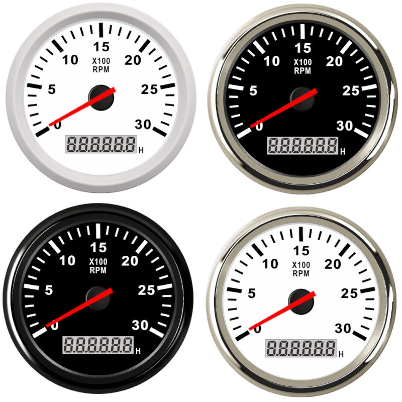 8000 rpm Drehzahlmesser Stiefel Auto Marine Tacho Meter mit LCD Betriebsstundenzähler Auto-Tachometer mit verrotten hintergrundbeleuchtung 12V Stiefel zubehör Marine
