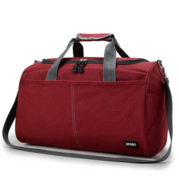 Bolso deportivo de viaje para hombre, bolso cilíndrico para negocios, bolso cilíndrico para mujer, bolso de hombro tipo bandolera para fin de semana, de lona, para exteriores, LGX64: Wine Red Big