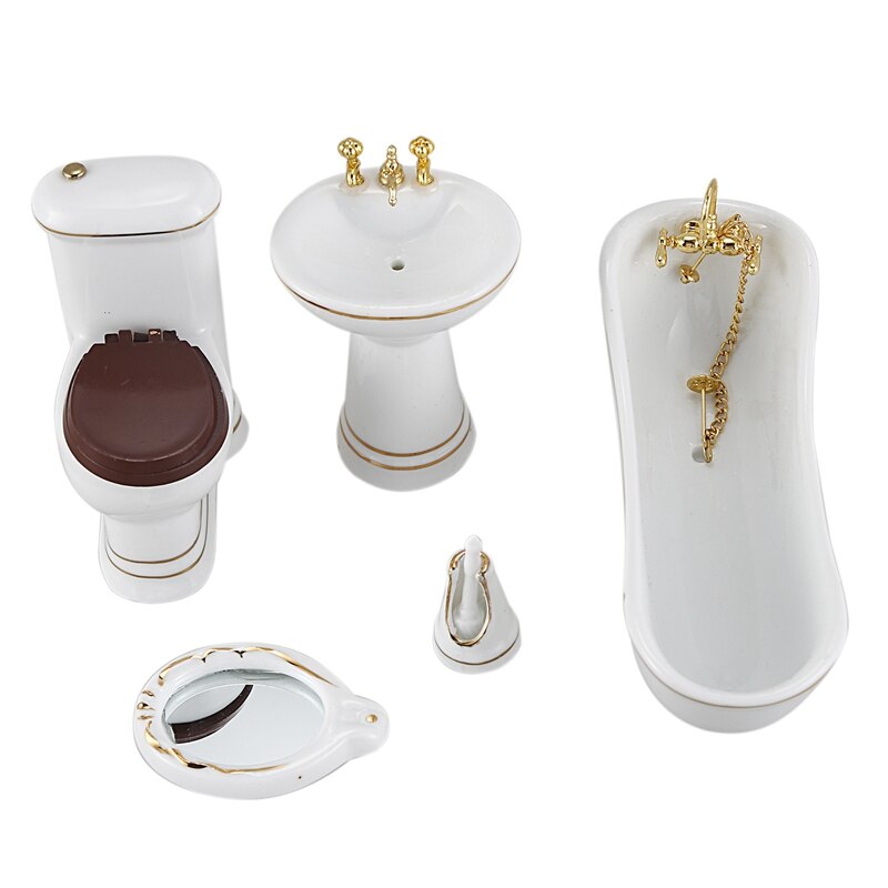 1/12 Children Doll House Bathroom Furniture Set Bath: Default Title