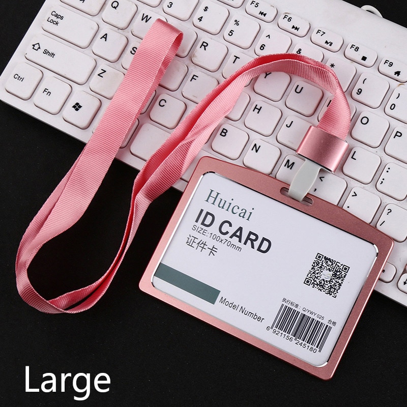 1 pieza de aleación de aluminio nombre de trabajo tarjeteros Identificación de tarjeta de trabajo insignia Lanyard HolderMetal ID Business Case