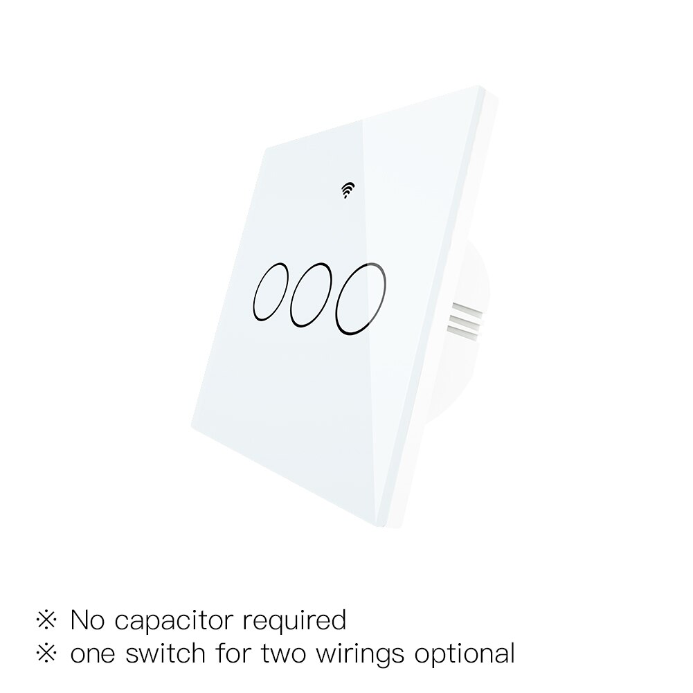 Zigbee-wand-touch-lichtschalter mit/ohne neutralleiter, ohne kondensator, kompatibel mit smart life/tuya, alexa und google hub erforderlich: 3 -fach-schalter weiß