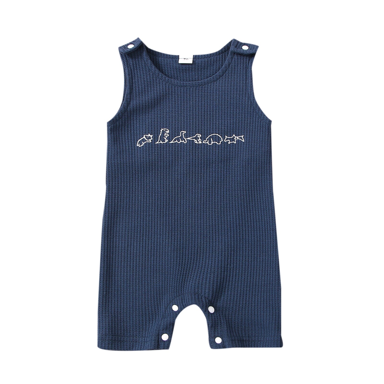 0-18M Baby Boy pagliaccetto senza maniche girocollo dinosauro stampato abbottonato pantaloni corti body per abbigliamento estivo per bambini: A / 18m