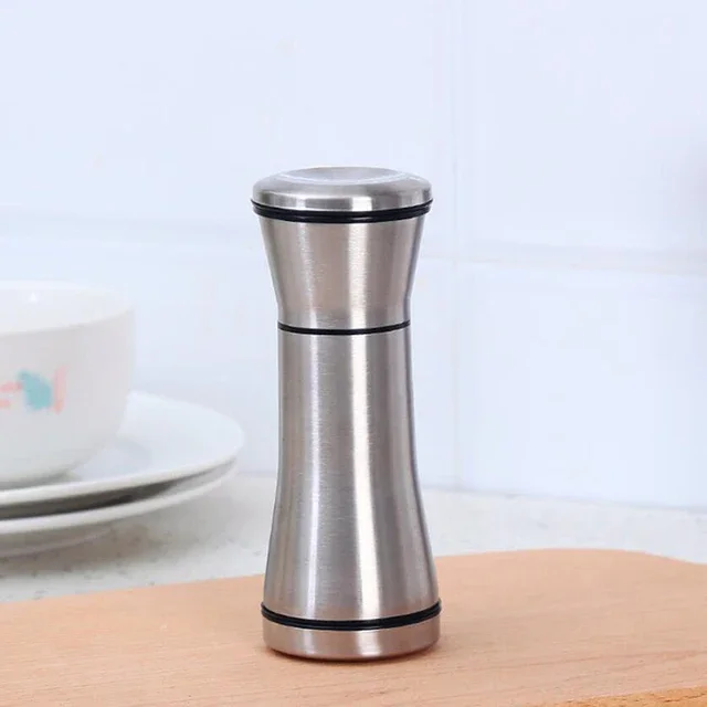 Salt And Pepper Grinder Refillable Stainless Steel Shakers With Adjustable Coarse Mills Portable spice jar containers: Light Grey