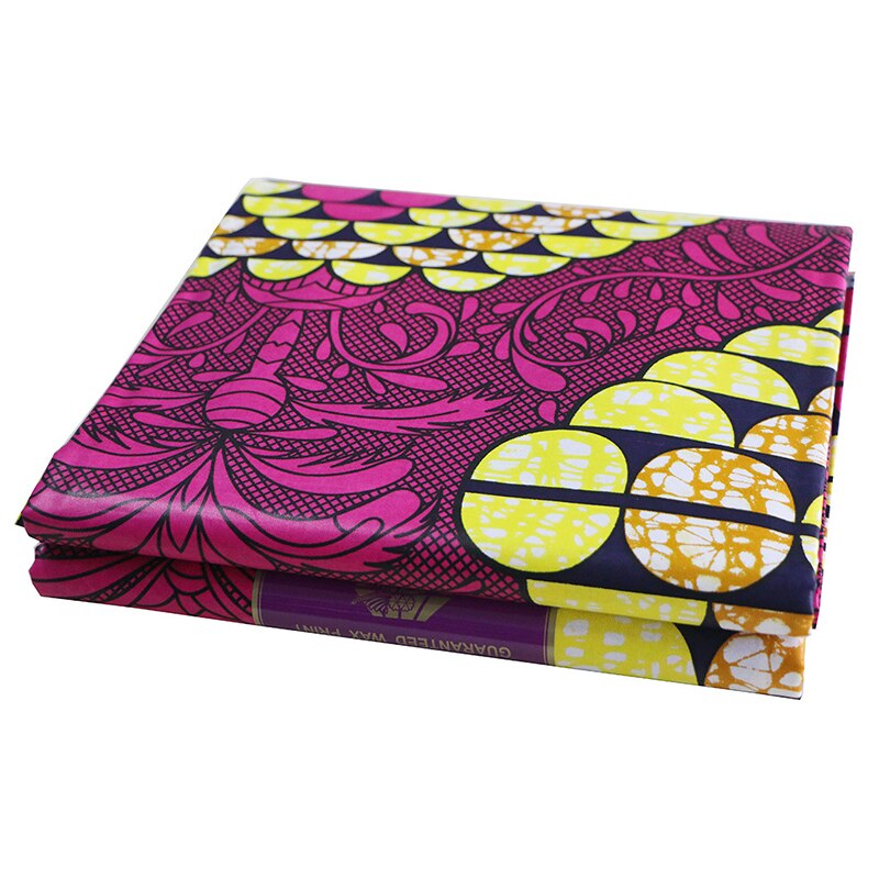 Wax Afrikaanse Stof 100% Katoen Geel En Roze Print Stof 6Yards \ Set