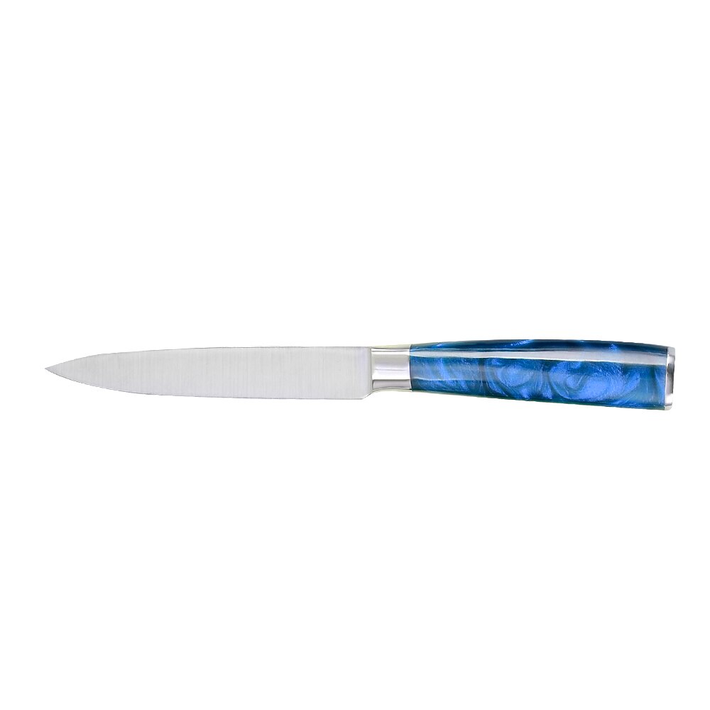 Pro Kitchen Knife Set Unique Blue Resin Handle Stainless Steel Chef Knife Santoku Slicer Paring Knives Traditional Cooking Tools: 5 inch Utiltiy Knife
