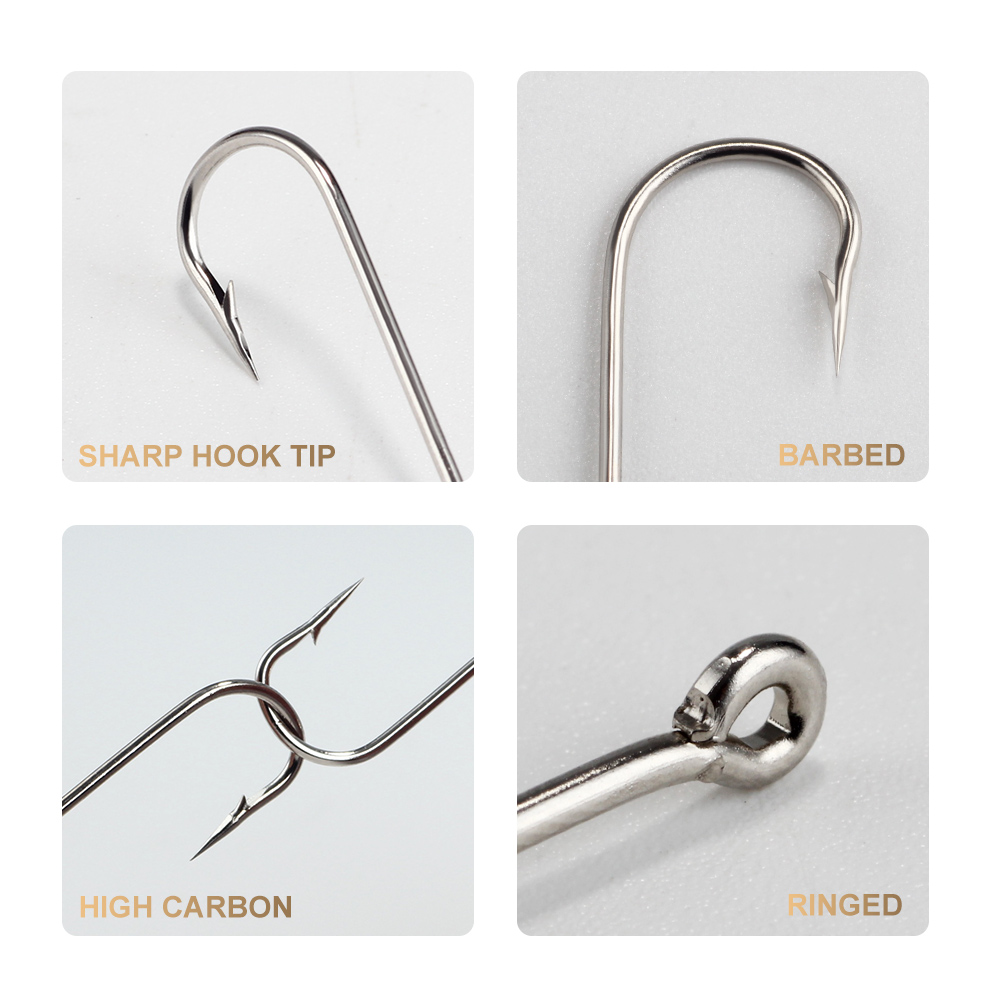 FTK 10#-20# 100Pcs/Box Bent Sea Round Hook 2335 Nickel Big Ringed Hooks From Norway For Jigging Carp Fishhook Fishing Tackle