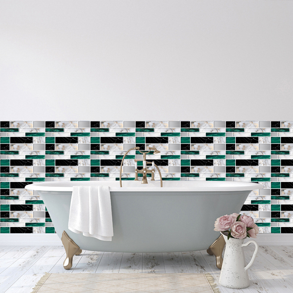 Pegatinas de azulejos de cristal de mosaico 3D, pegatina de pared contra salpicaduras, azulejos autoadhesivos de cocina, pegatinas de pared de baño, decoración del hogar impermeable