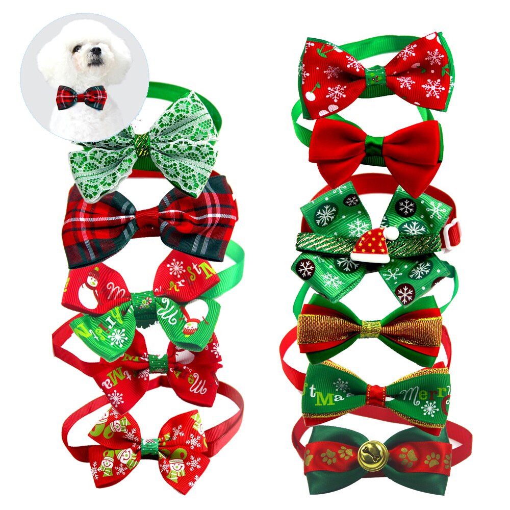 Collar navideño para perros y gatos, pajarita para perro, correa ajustable para el cuello, accesorios de aseo para perros y gatos
