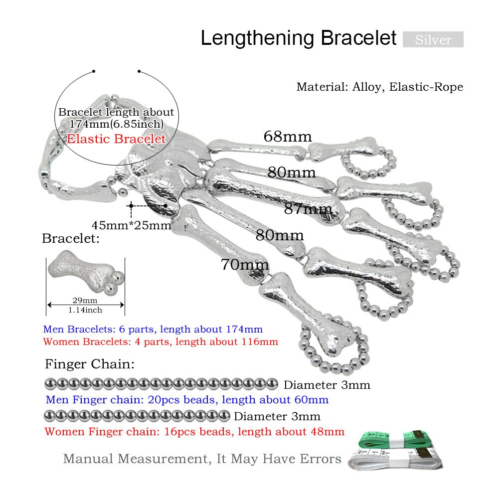 Nachtclub gotisch Punk Schädel Finger Armbänder für Frauen Skelett Knochen Hand Armbänder Armreifen Weihnachten Halloween
