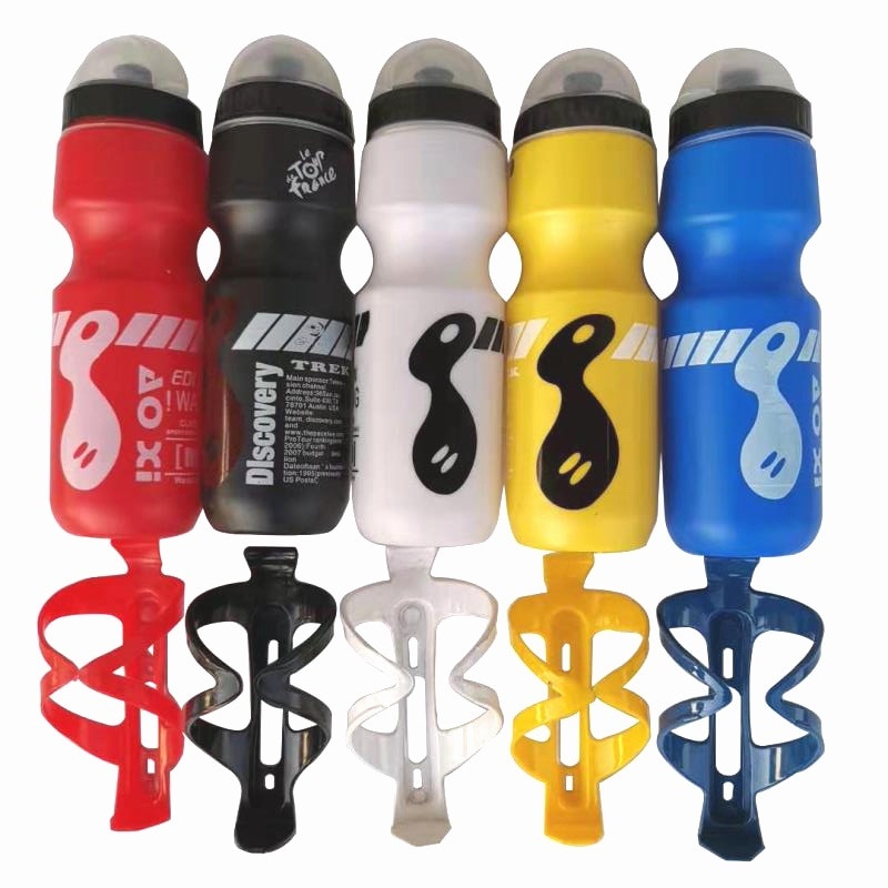750 Ml Mountainbike Fiets Water Drink Fles + Houder Kooi Outdoor Sport Plastic Draagbare Ketel Water Fles Drinkware