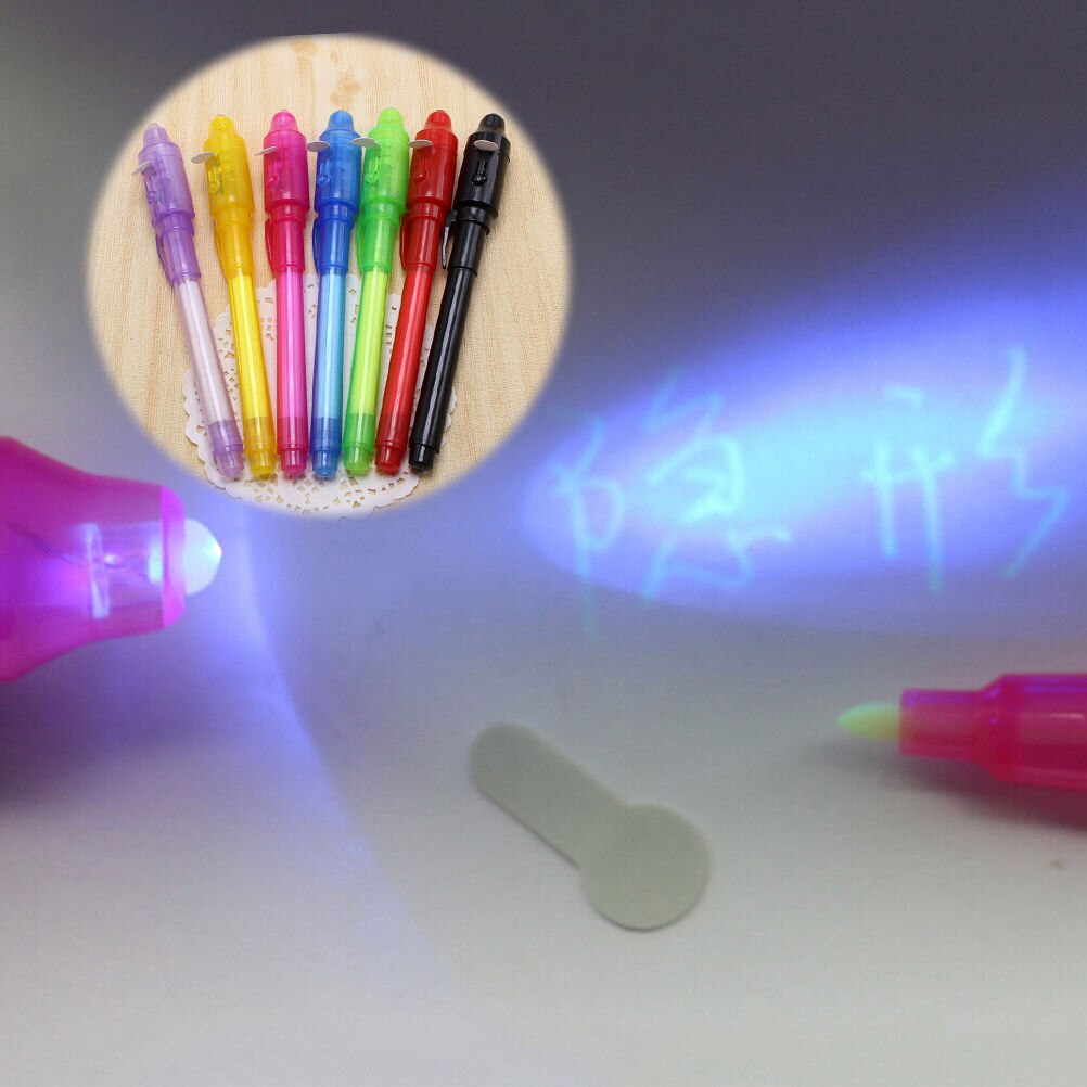 1PC Invisible Ink Pen 2 in 1 Magic Invisible Ink Pen UV Black Light Combo Security Mark School Office Supplies