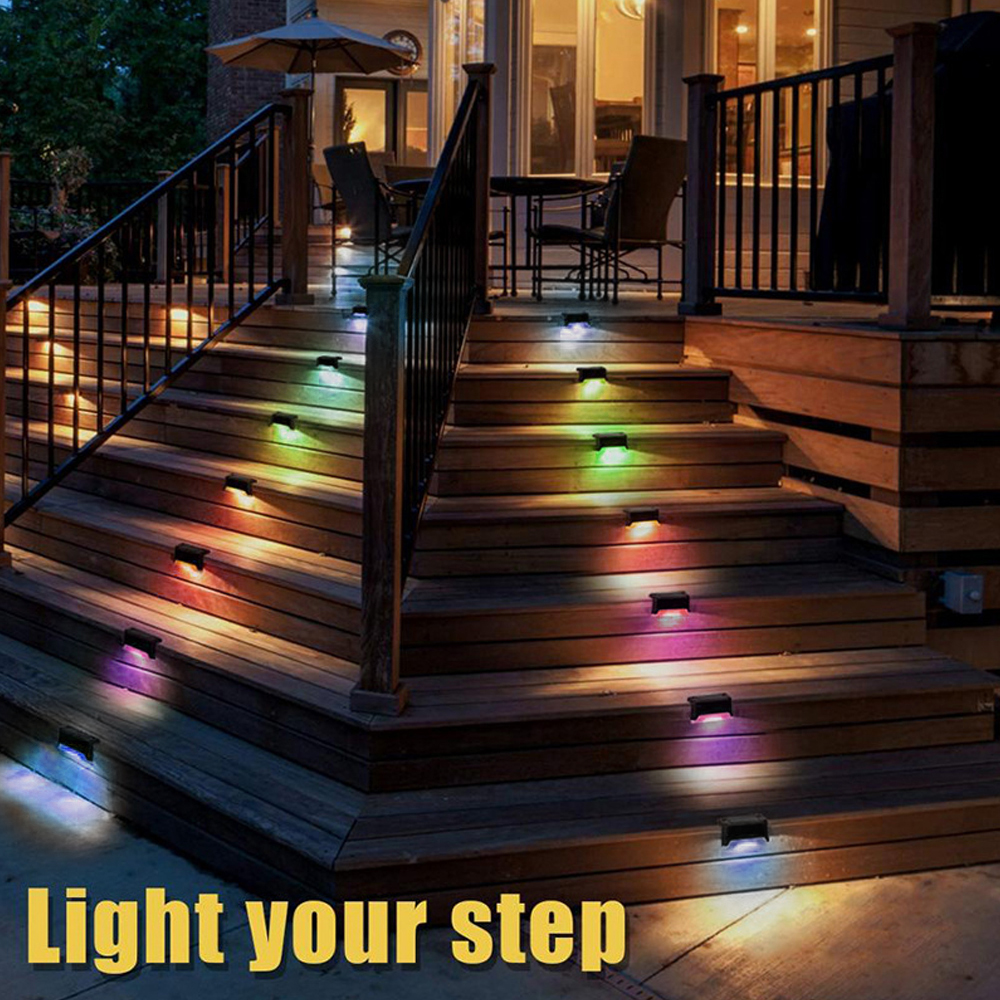 Warmweiß Solar- Zaun Lampe LED Solar- Schritt Lampe draussen Schritt Licht wasserdichte Garten Dekor Lampe für Terrassen treppe Geländer Weg