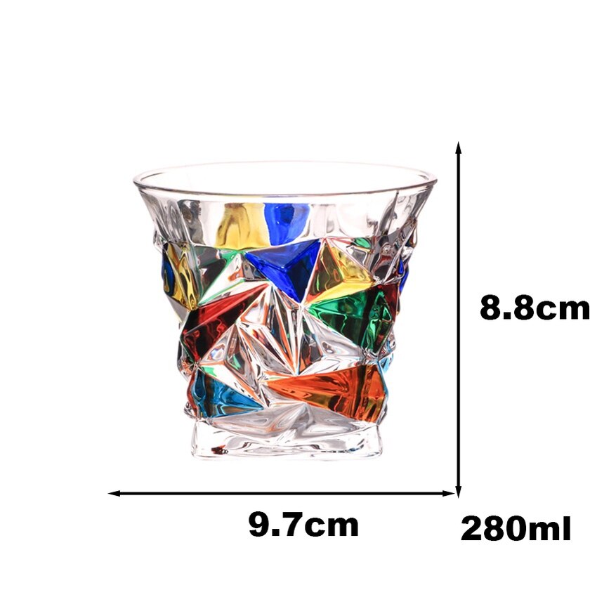 Vaso de cristal para dibujo de colores, vasos de whisky, cristal de diamante para Vodka, copas de vino, Bar, de Hotel,: D