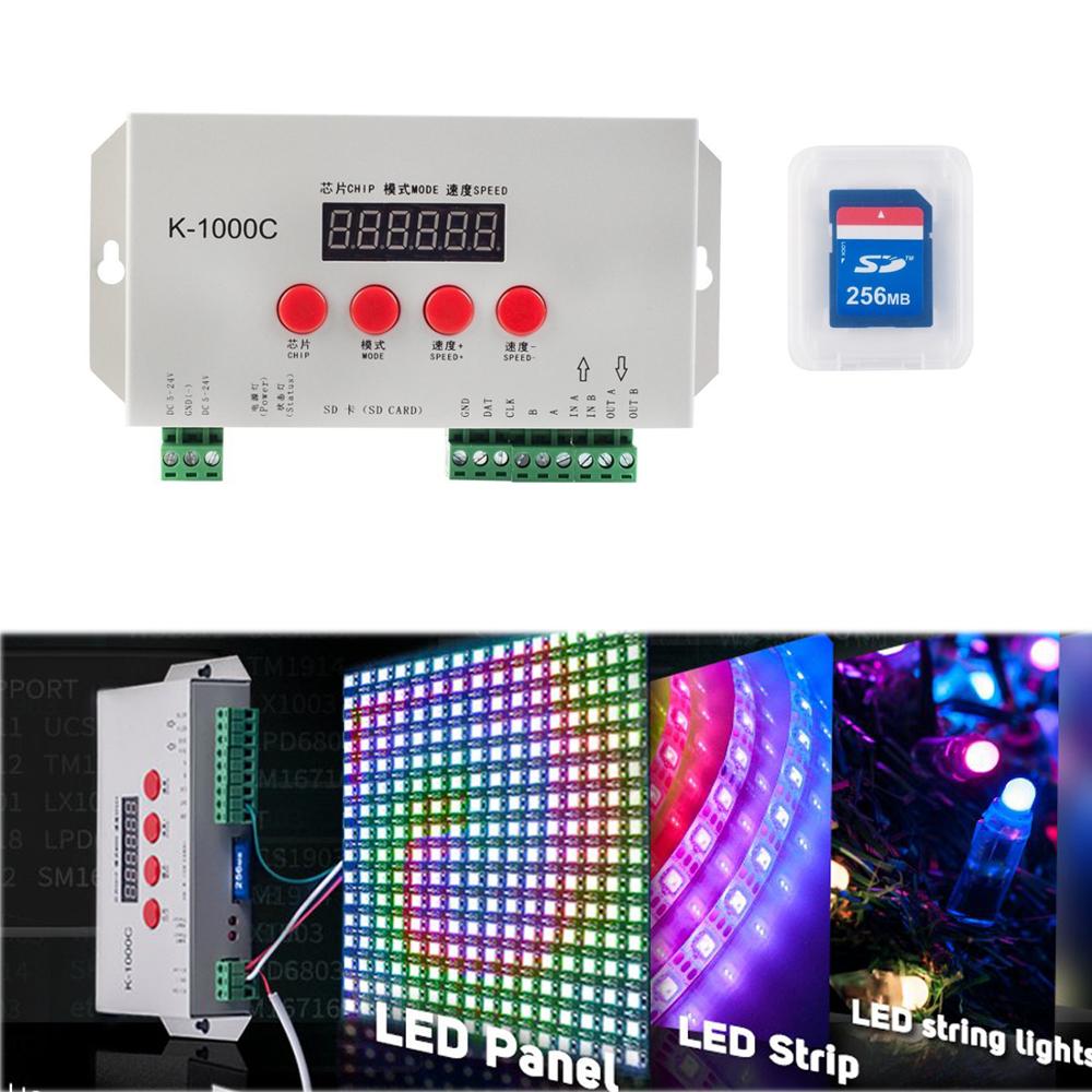 K-1000C LED Strip Program Controller 2048 Pixels WS2812B APA102C SK6812 WS2811 5V 24V SD Card Controller Led Pixel Controller